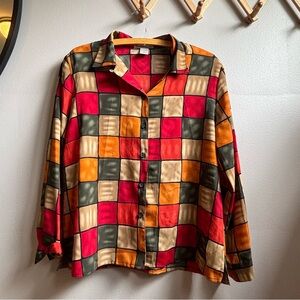 Vintage Notations color block blouse or shirt,